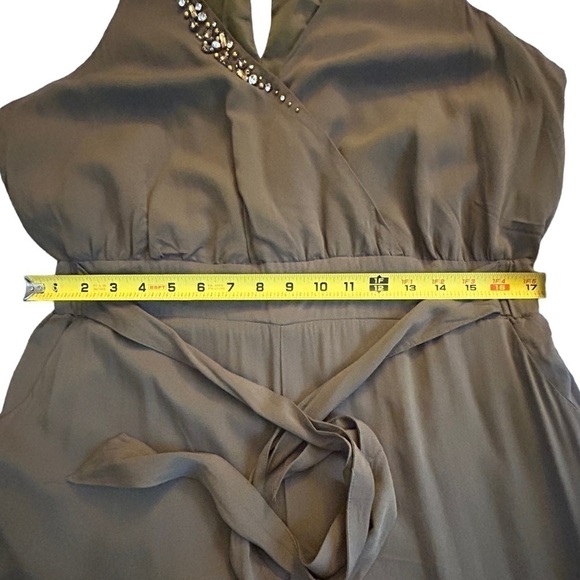 Venus Halter Jewel V-Neck Jumpsuit Pockets Tie Waist • NWOT • Size: XL - Picture 12 of 14